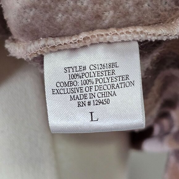 Como Vintage Half Zip Sherpa Athletic Sweater Leopard Print Brown Women's Large - Picture 6 of 10